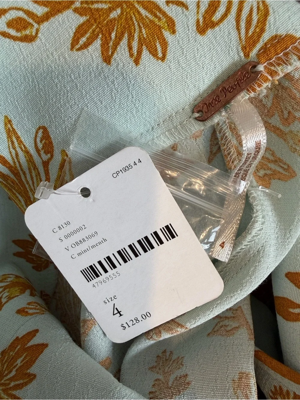 NWT Free People White Jumpsuit with Mustard Floral Print